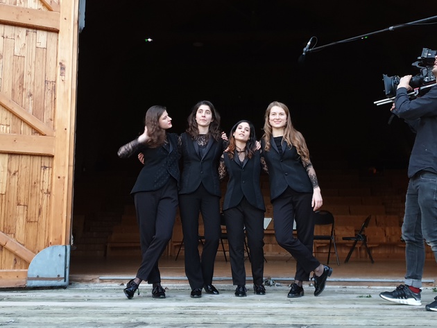 Le quatuor Akilone en tournage à Villefavard 