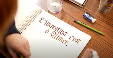 Calligraphie "L'important c'est d'aimer"