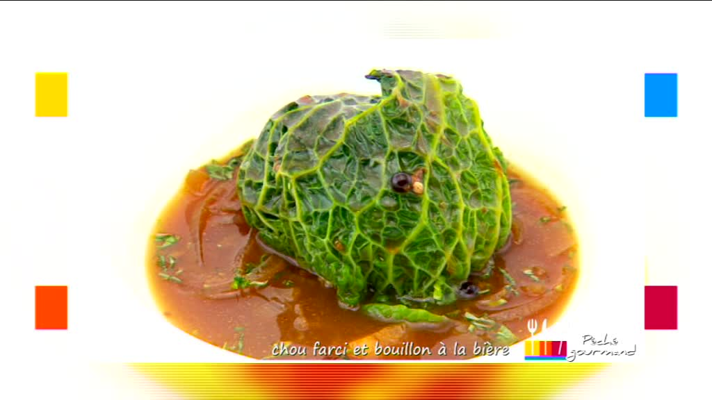 Assiette chou farci et bouillon à la bière