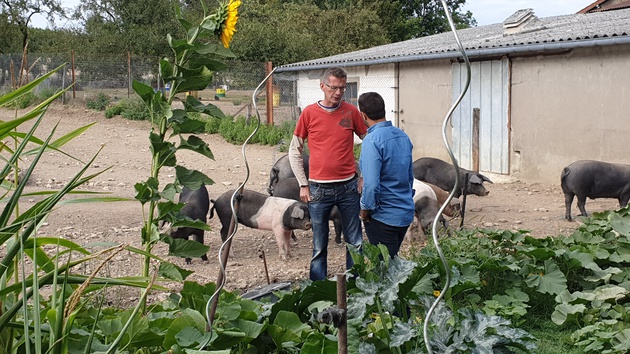 Jean-Christophe Drouet, éleveur de cochons et Charles-Henry Boudet