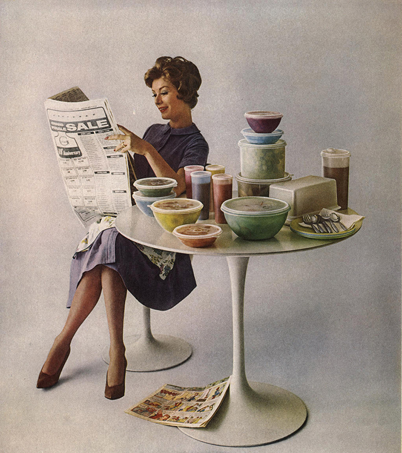 Affiche publicitaire américaine Tupperware des années 60