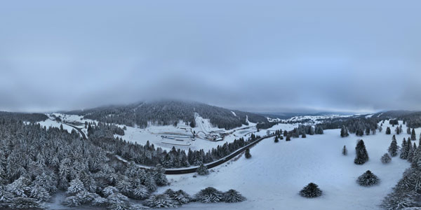 panorama stade des tuffes image drone neige