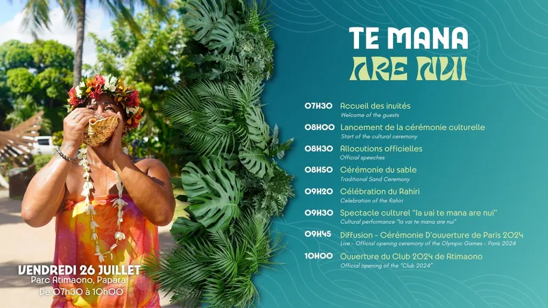 Programme cérémonie d'ouverture JO à Tahiti