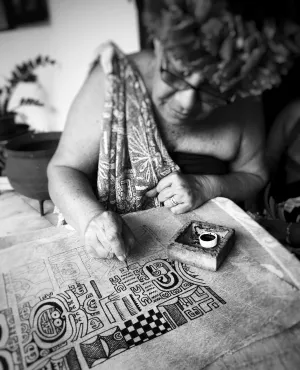 Motu Haka,  le combat des îles Marquises - Art graphique marquisien ∏ Raynald MÇrienne