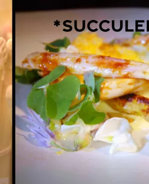 Succulent : une assiette gastronomique gourmande et une botte d'asperges