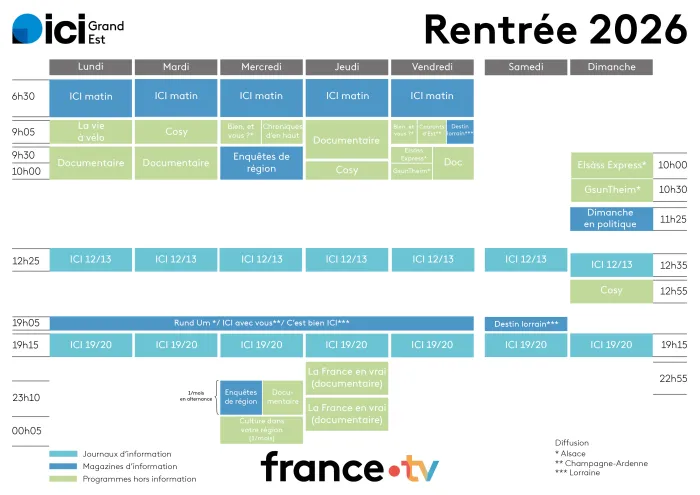 Grille de programmes ICI Grand Est - rentrée sept 2026