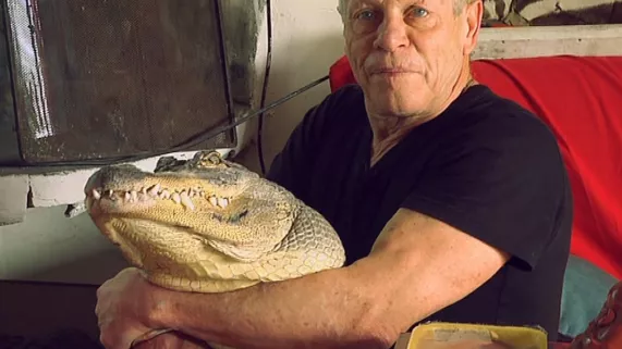 Homme avec un alligator