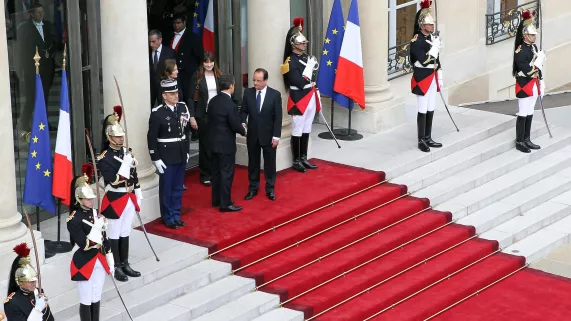 © Chesnot / Sipa PARIS : Traditional protocol-laden handover of power, Nicolas Sarkozy-Francois Hollande..