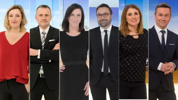 De gauche à droite : Claire Peyrot 12/13 France 3 Alsace - David Marcelin 19/20 France 3 Alsace - Ophélie Masure 12/13 France 3 Champagne-Ardenne - Vincent Thollet 19/20 France 3 Champagne-Ardenne - Cécile Boisson 12/13 France 3 Lorraine - Thierry Gelhaye 19/20 France 3 Lorraine -  CREDIT FTV De gauche à droite : Claire Peyrot 12/13 France 3 Alsace - David Marcelin 19/20 France 3 Alsace - Ophélie Masure 12/13 France 3 Champagne-Ardenne - Vincent Thollet 19/20 France 3 Champagne-Ardenne - Cécile Boisson 12/13 France 3 Lorraine - Thierry Gelhaye 19/20 France 3 Lorraine -  CREDIT FTV