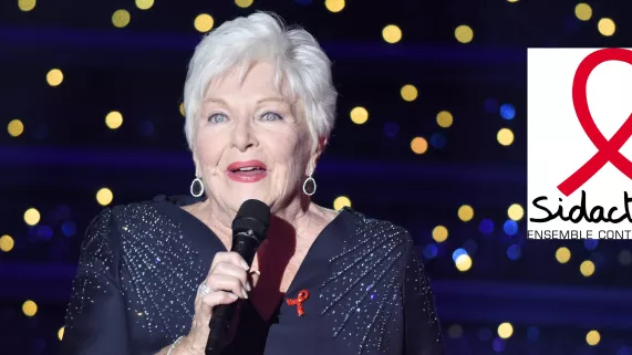 Photo Line Renaud et logo Sidaction