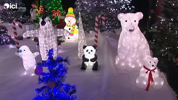Visuel d'un jardin de Noël avec des animaux illuminés