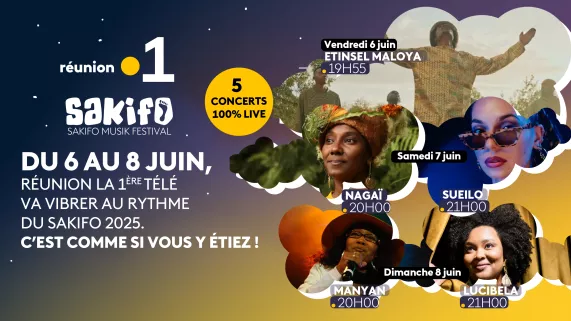 Réunion la 1ère, votre plus grande salle de spectacle ! Sakifo Musik Festival. Du 6 au 8 juin, La Réunion va vibrer au rythme du Sakifo sur Réunion la 1ère  3 nuits au cœur du festival  5 concerts en live  Interviews exclusives