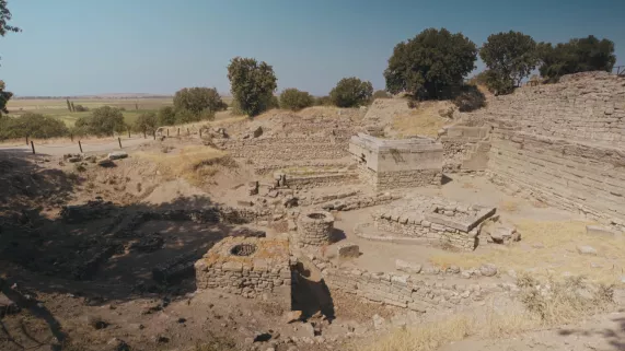 Vue sur les fouilles de Troie