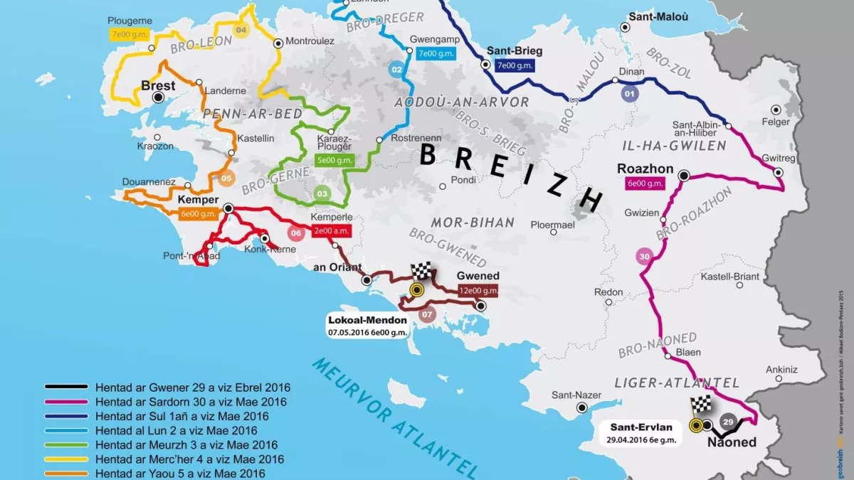 Carte Redadeg 2016 Carte Redadeg 2016