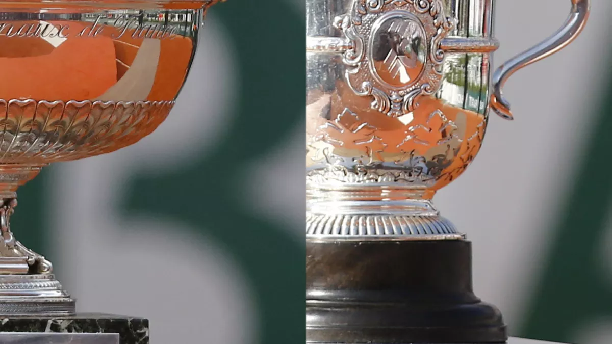 FTV / Gilles Gustine Photo des trophées remis à Roland Garros
