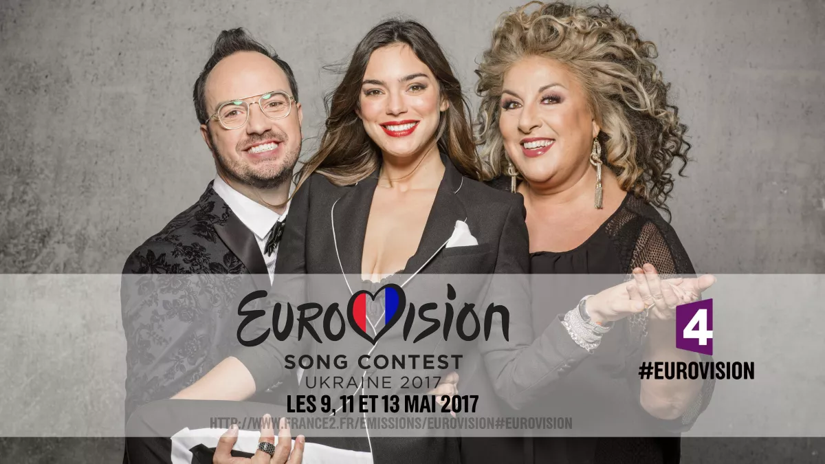 ©Renaud CORLOUER - FTV Eurovision 2017 : Jarry et Marianne James encadrent la candidate Alma