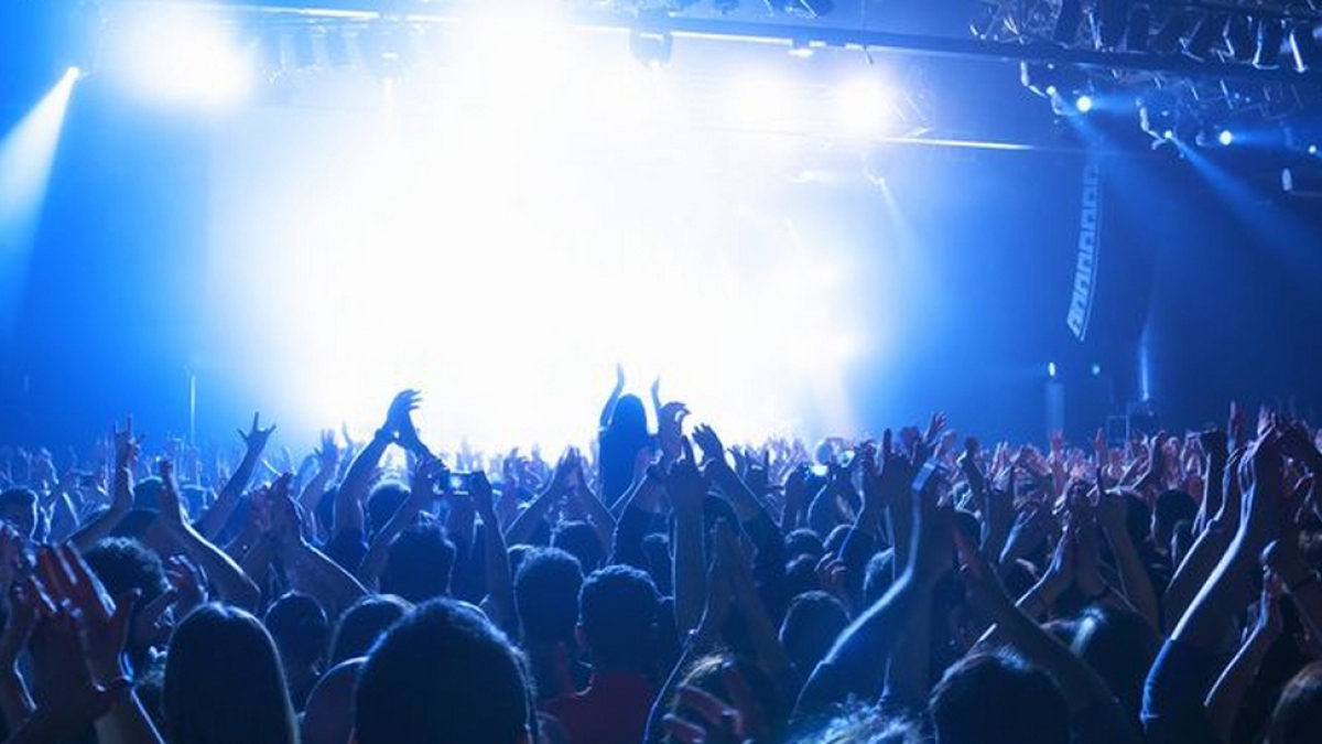 foule bras levés concert