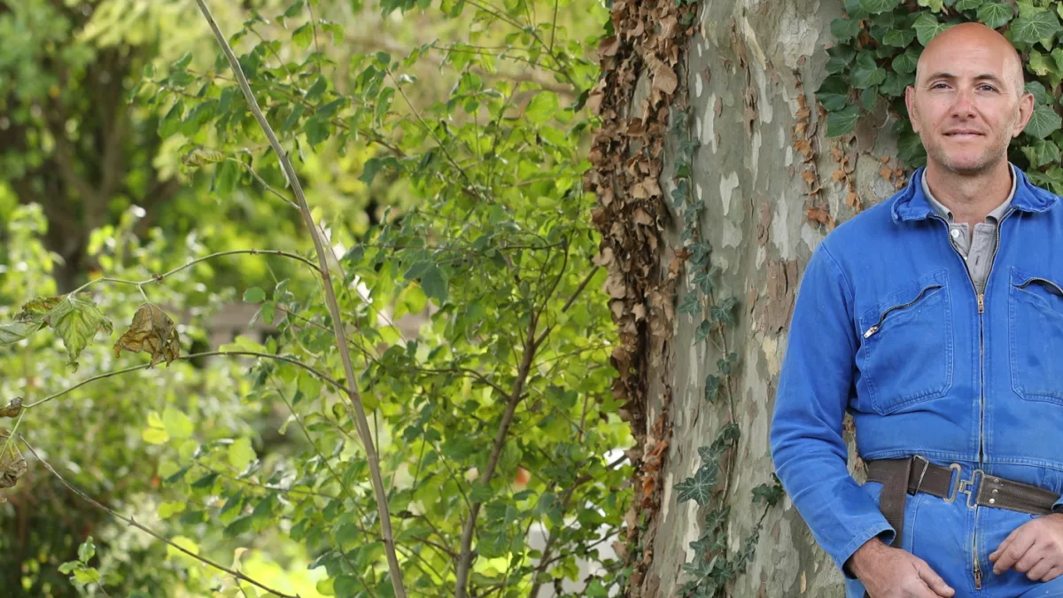 Homme adossé à un arbre