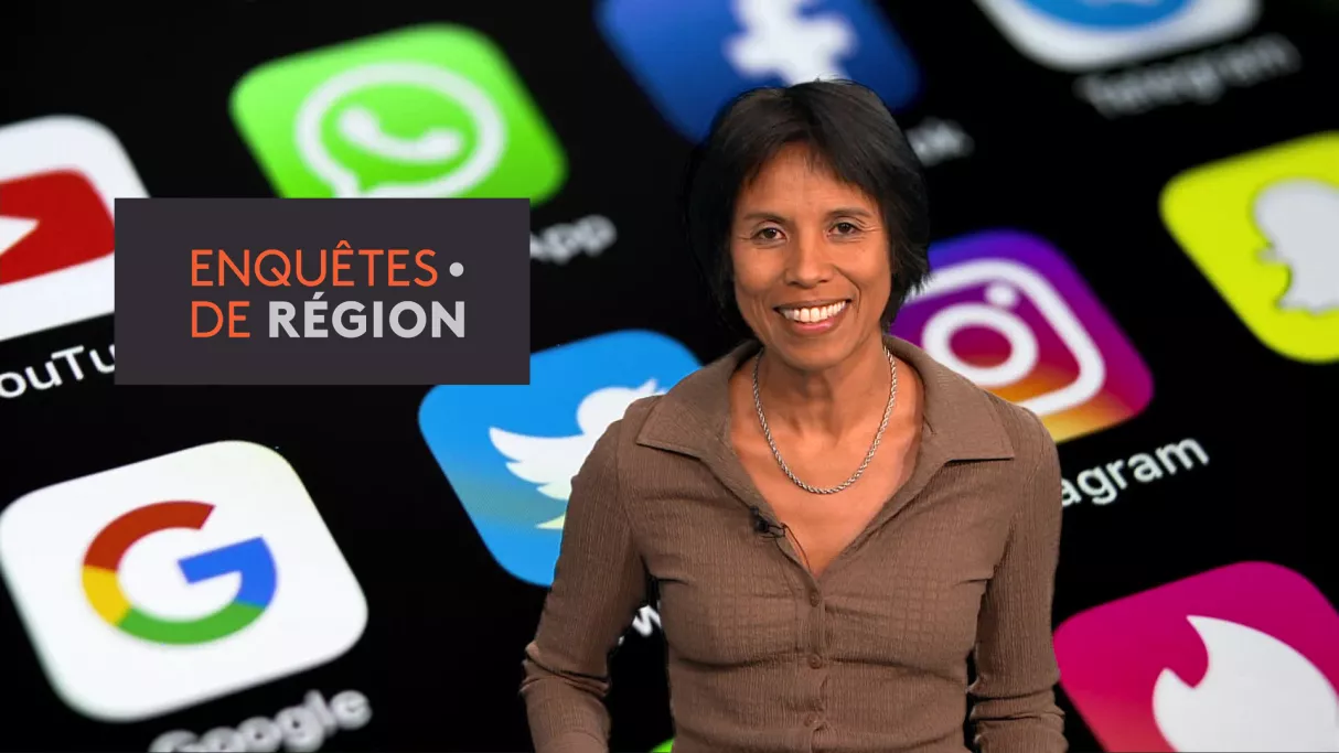 Enquêtes de région - Sylvie Malal devant un écran de réseaux sociaux - crédit FTV