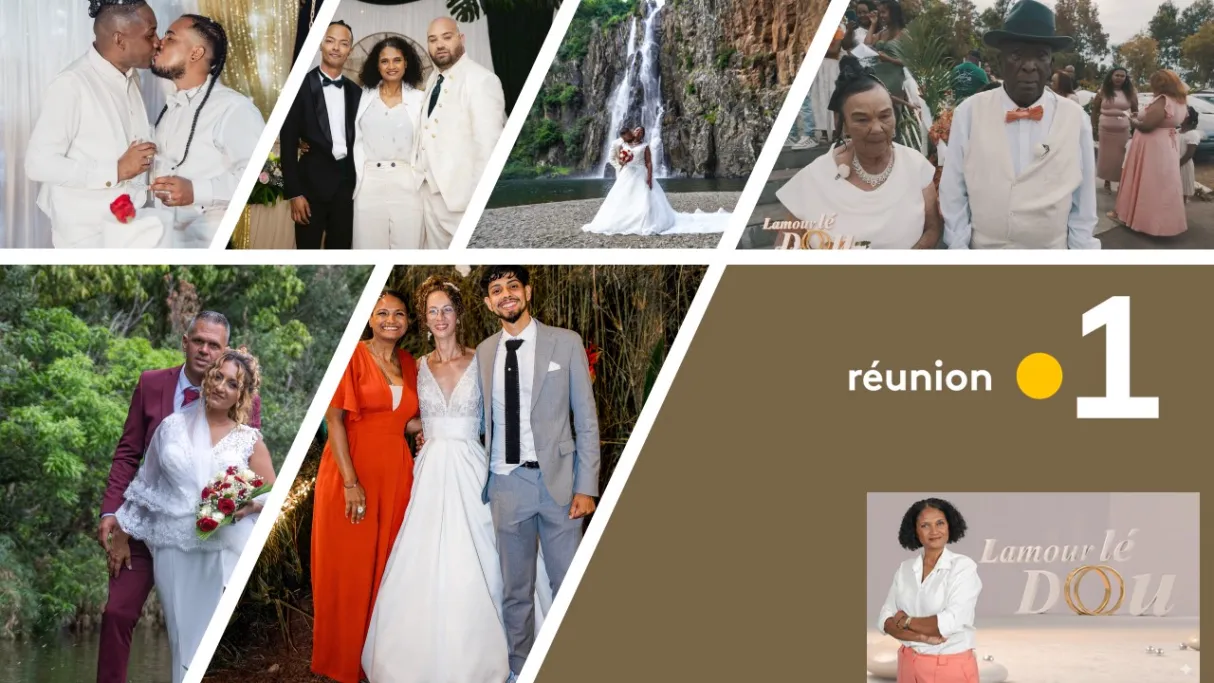 LA GRANDE FINALE DE LAMOUR LÉ DOU  🥂 💍Qui remportera cette 14ème saison et succédera à Jackie et Julien ? Le dénouement approche pour le concours de mariage le plus emblématique de La Réunion !  Pendant six semaines, Réunion la 1ère vous a plongé au cœur de l’émotion, célébrant la diversité et la richesse culturelle de six unions aux quatre coins de l’île. Des préparatifs aux vœux éternels, nos caméras ont capturé l'essence de ces moments uniques.