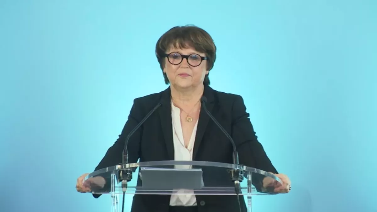 Martine Aubry lors de la conférence de presse de ce matin