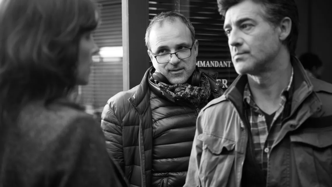 Tandem ambiance tournage avec Astrid Veillon, le réalisateur, Emmanuel Rigaut et Stéphane Blancafort