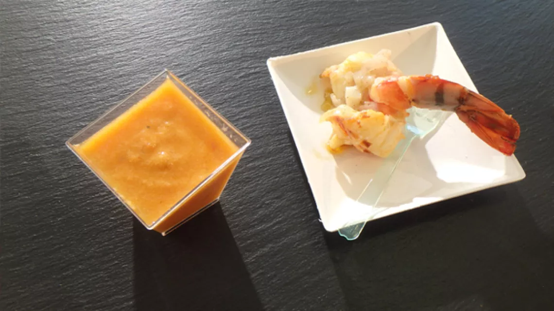 Soupe de poissons et scampis beurre vanillé