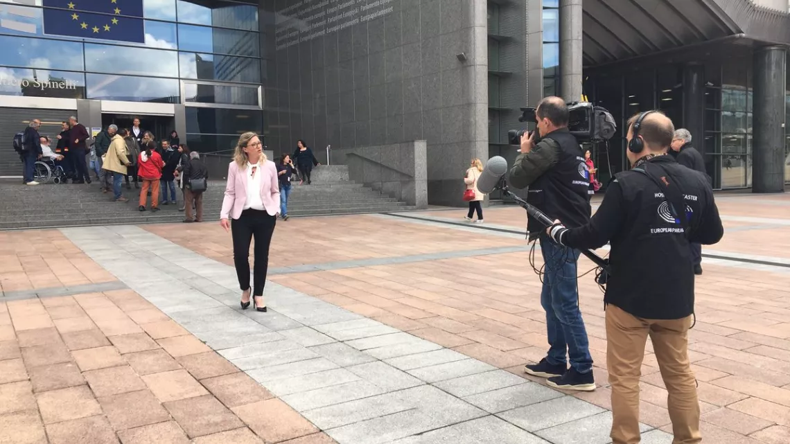 Emilie Leconte depuis le parlement européen de Bruxelles