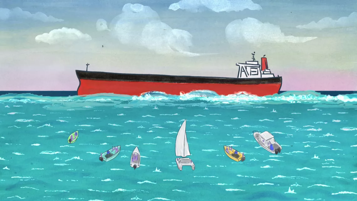 En juillet 2020, un vraquier contenant 3800 tonnes de fuel s’échoue sur la côte est de l’île Maurice. 12 jours plus tard le pétrole se déverse sur les récifs provoquant la pire catastrophe écologique jamais survenue dans la région. A la croisée entre documentaire en animation et film d’art, Pie dan lo de Kim Yip Tong nous fait revivre le trauma des habitants de la côte et de toute l’île qui se sont mobilisés pour tenter de sauver le lagon.