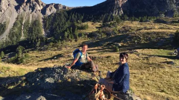 Carine Aigon avec l'un de ses invités