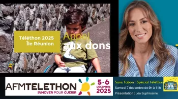La 39 e édition du Téléthon qui aura lieu les 5 et 6 décembre 2025, est placée sous le signe ! ENSEMBLE FAISONS BOUGER LES LIGNES NOU LARG PAS ! Le Téléthon peut tout changer. Partenaire historique, Réunion la 1ère mobilise ses médias, Radio, Télé et internet, pour donner au Téléthon le plus large écho possible tout en privilégiant les témoignages des chercheurs, malades, parents, accompagnants et des bénévoles.