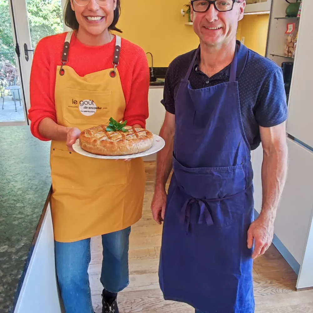 Justine Piluso en cuisine avec Cyrille