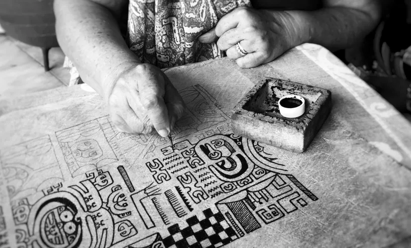 Motu Haka,  le combat des îles Marquises - Art graphique marquisien ∏ Raynald MÇrienne