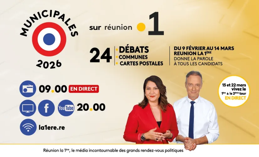 ELECTIONS MUNICIPALES 2026  Réunion la 1ère au plus près des électrices et des électeurs ! Rendez-vous citoyen majeur, les 15 et 22 mars prochains, les Réunionnais (ses) vont élire leurs maires. Ces élections municipales constituent un moment clé de la vie démocratique locale. Elles permettent aux citoyens de choisir celles et ceux qui agiront concrètement, au quotidien, pour leur commune et leur cadre de vie.