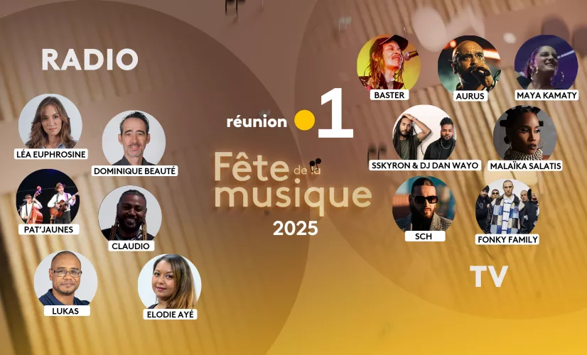 Réunion la 1ère, votre plus votre plus grande salle de spectacle ! RADIO ET TV REUNION LA 1ERE Programmation spéciale Fête de la musique 2025 Samedi 21 juin 2025 à partir 9h00 en radio et 13H20 la télé