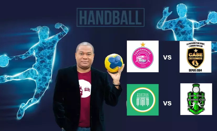 Finales des Championnats Réunion 2025  de handball féminin et masculin  Finales des Championnats Réunion 2025  de handball féminin et masculin samedi 10 mai à vivre en direct du petit stade l’est de Saint-Denis sur Réunion la 1ère